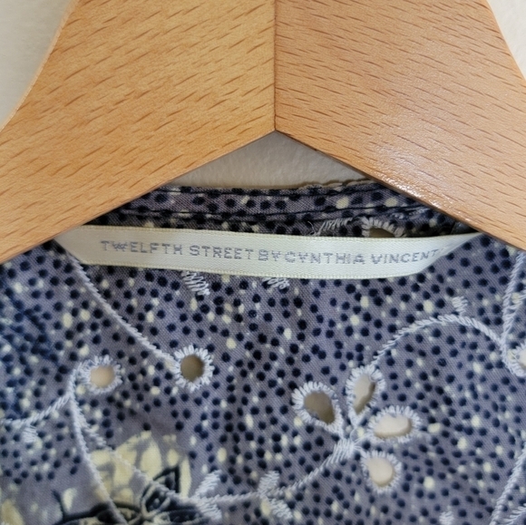 Twelfth Street by Cynthia Vincent | Floral Eyelet Tie Front Split Sleeve Top - Picture 4 of 7